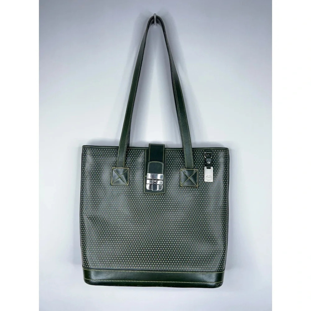 Dooney & Bourke Cabrio Leather Green Perforated Purse Top Handle Bag Classic